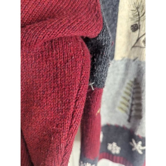 Croft & Barrow Maroon Embroidered Winter Theme Snowman Full Zip Sweater sz XL - Picture 3 of 10